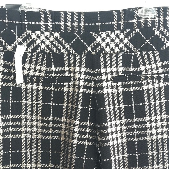New York & Co. Black & Silver Plaid Palazzo Boot Cut Pants NWT - Picture 4 of 8